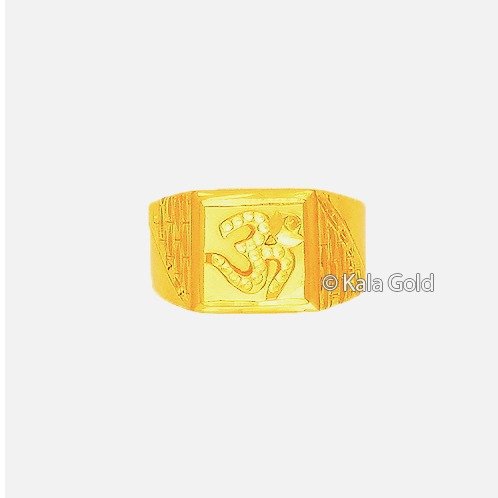916 Gold Om Design CZ Gents Ring