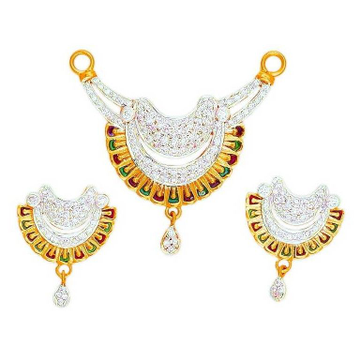 22KT Colorful Gold CZ Fancy Mangalsutra Pendant by 