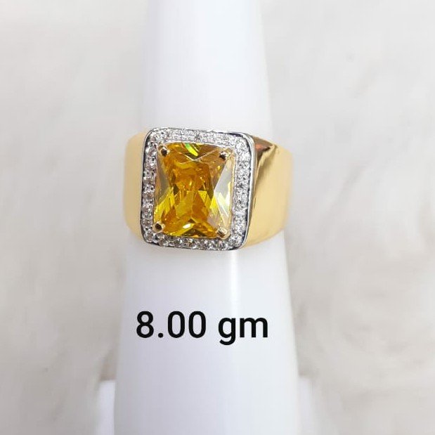 yellow stone solitaire gent's ring