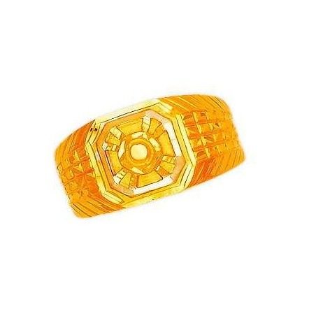 22K Plain Gold CZ Designer Gents Ring