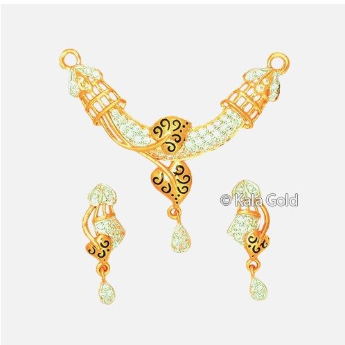 916 Gold Fancy Diamond Heart Shaped CZ Pendant Set