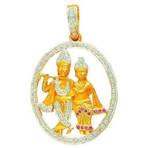 22K/916 Gold CZ attractive Radha Krishna Pendent