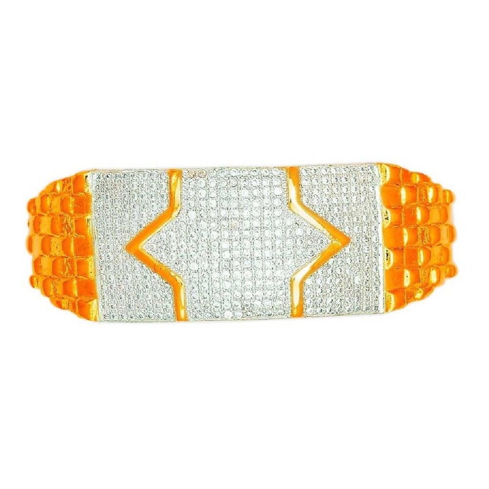 916 Yellow Gold Designer CZ Gents Kada-42853